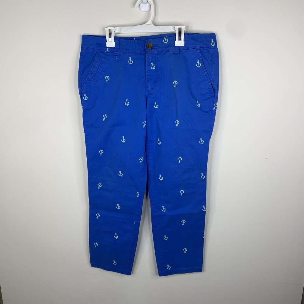 Old Navy Womens Size 8 Blue/Green Anchor Capri Pants